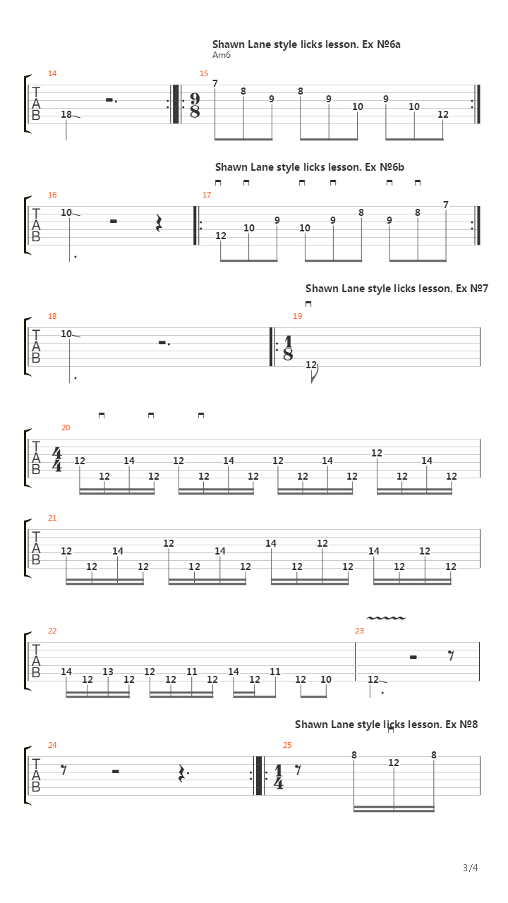 Shawn Lane Style Licks Lessons吉他谱