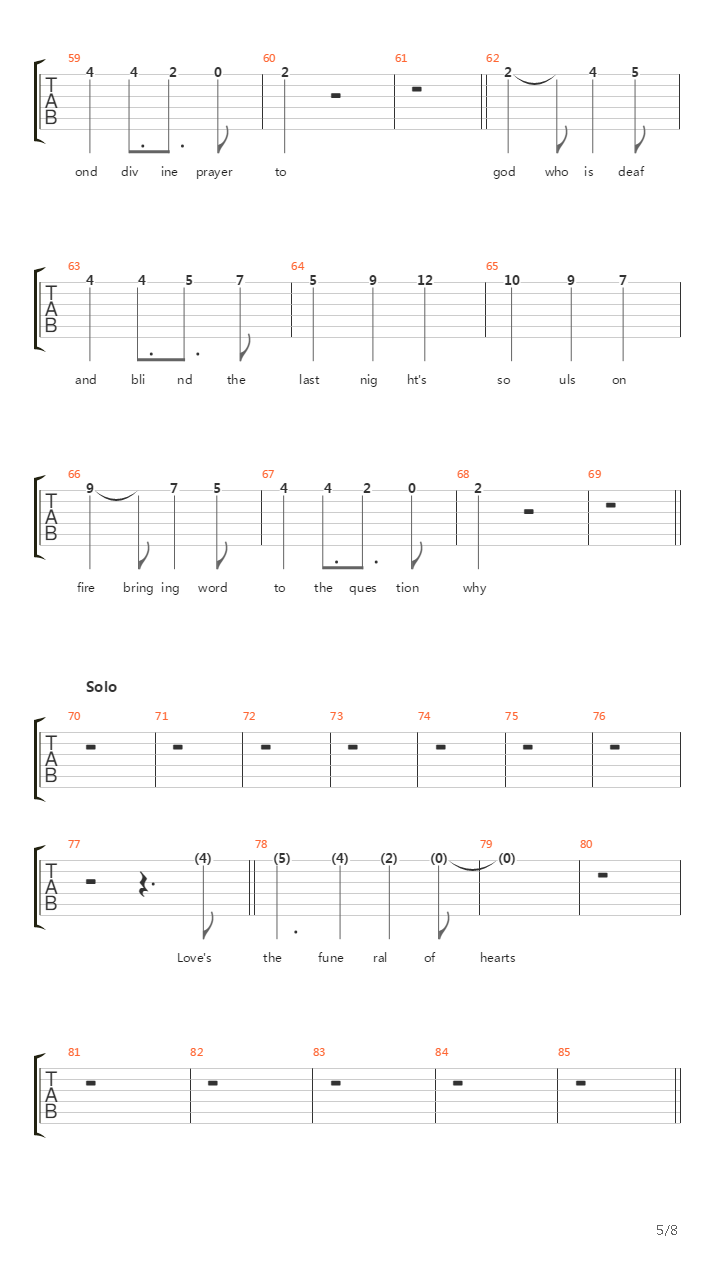 The Funeral Of Hearts吉他谱