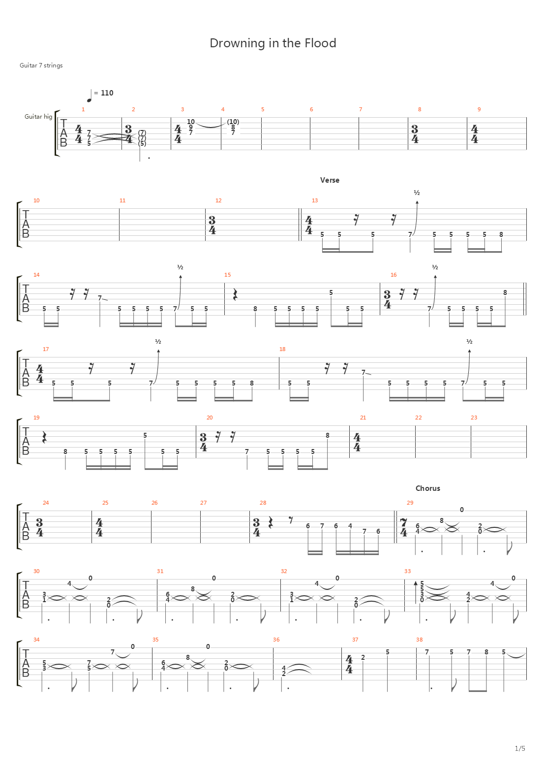 Drowning In The Flood吉他谱