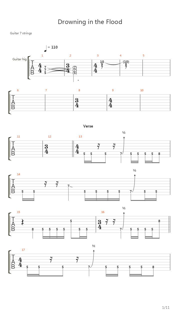 Drowning In The Flood吉他谱