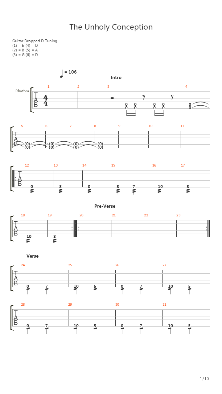 The Unholy Conception吉他谱