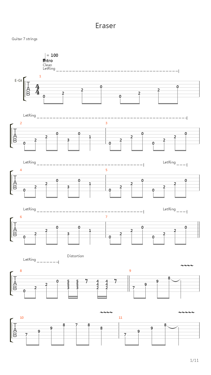 Eraser吉他谱