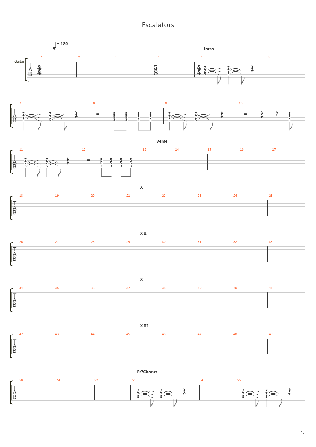 Escalators吉他谱