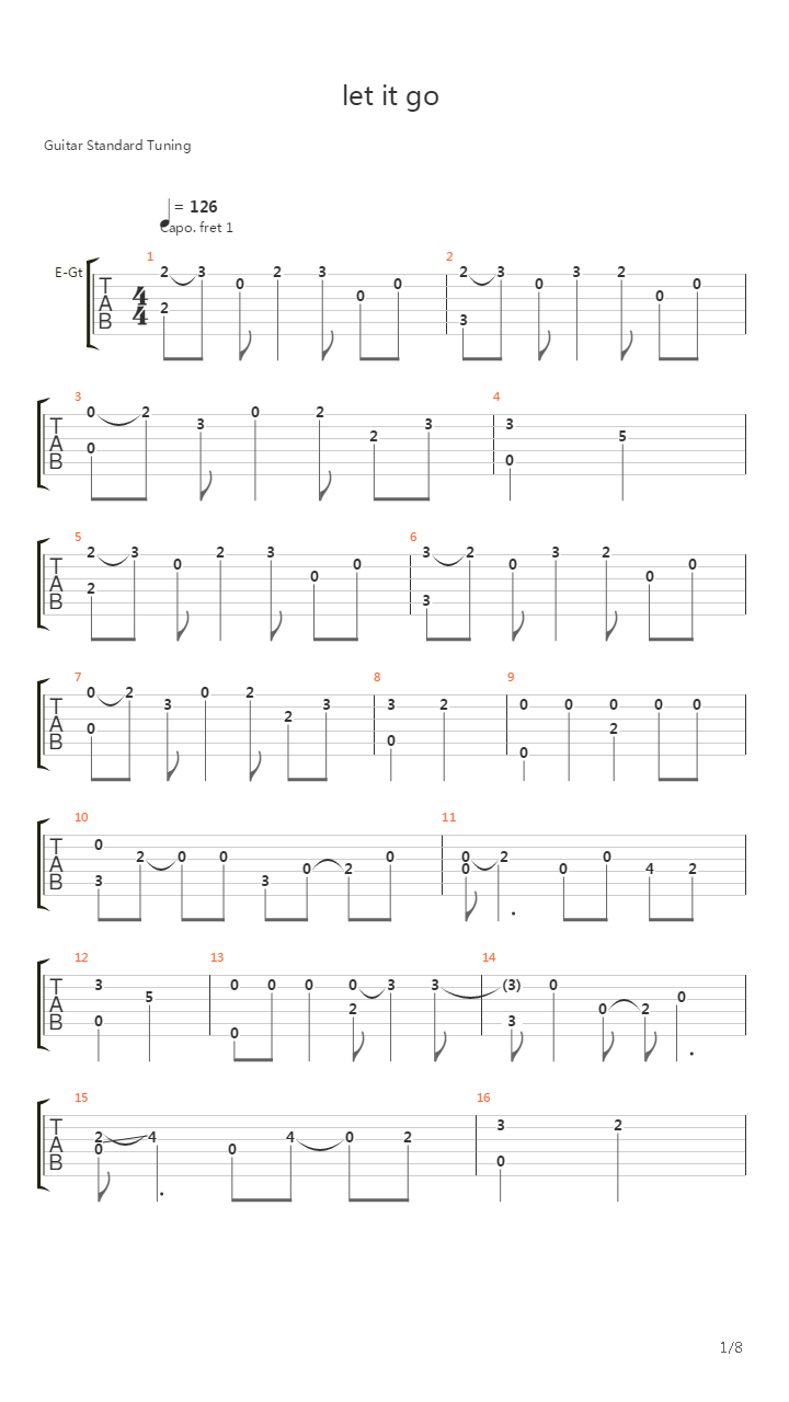 Let It Go吉他谱