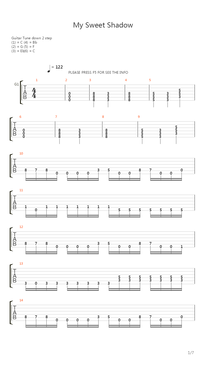 My Sweet Shadow吉他谱