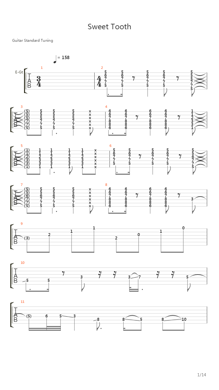 Sweet Tooth吉他谱