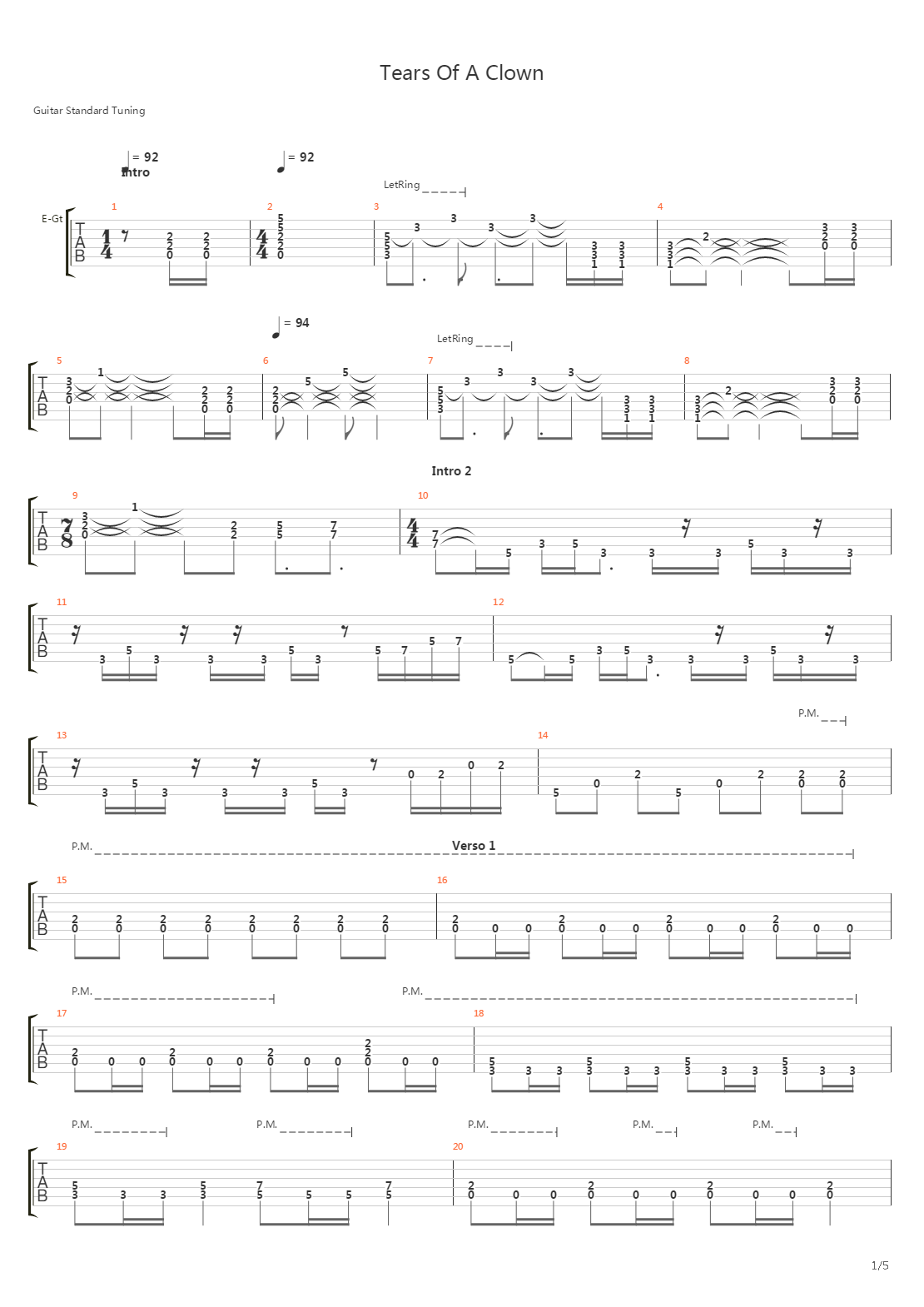 Tears Of A Clown吉他谱