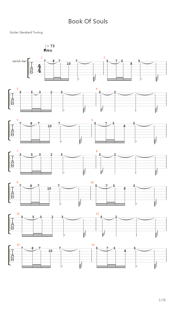 The Book Of Souls吉他谱