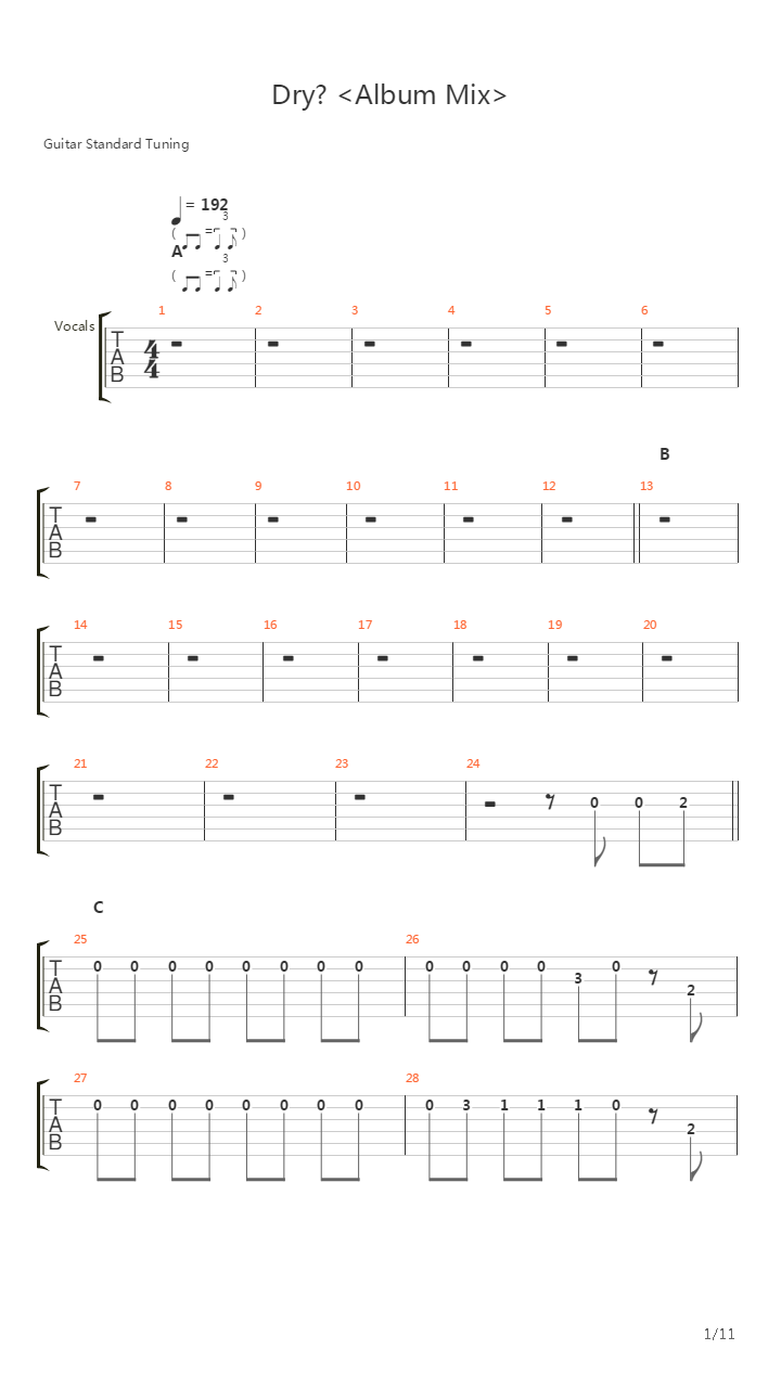 Dry吉他谱