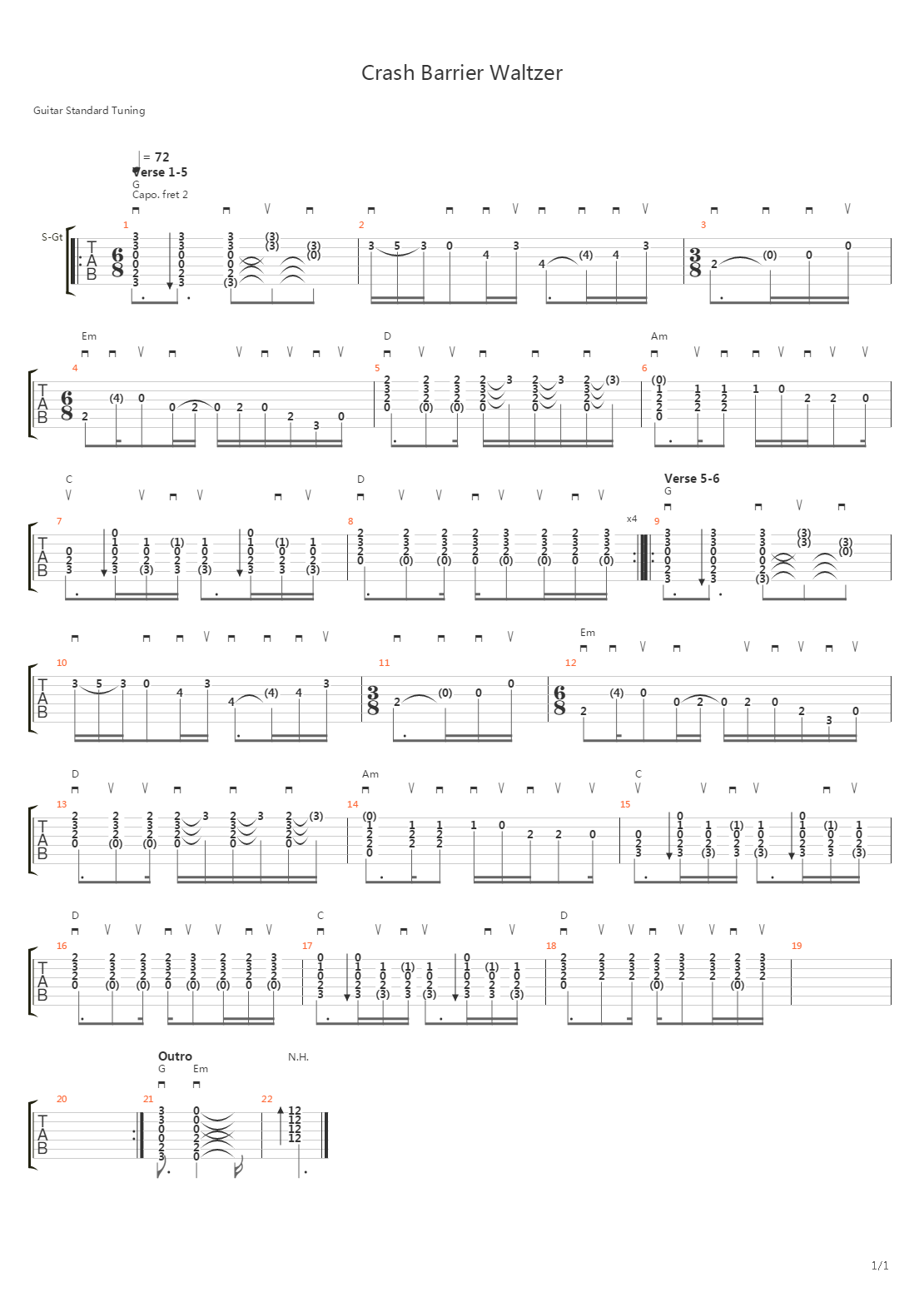 Crash Barrier Waltzer吉他谱