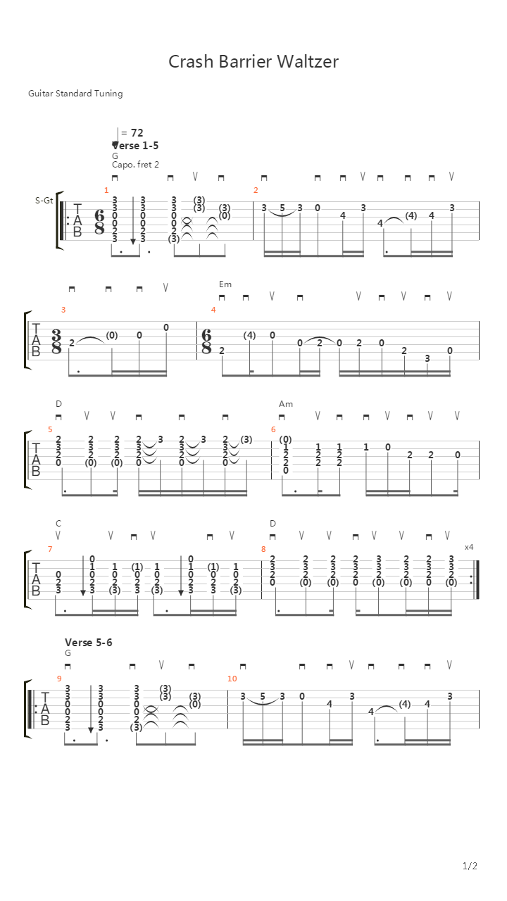 Crash Barrier Waltzer吉他谱