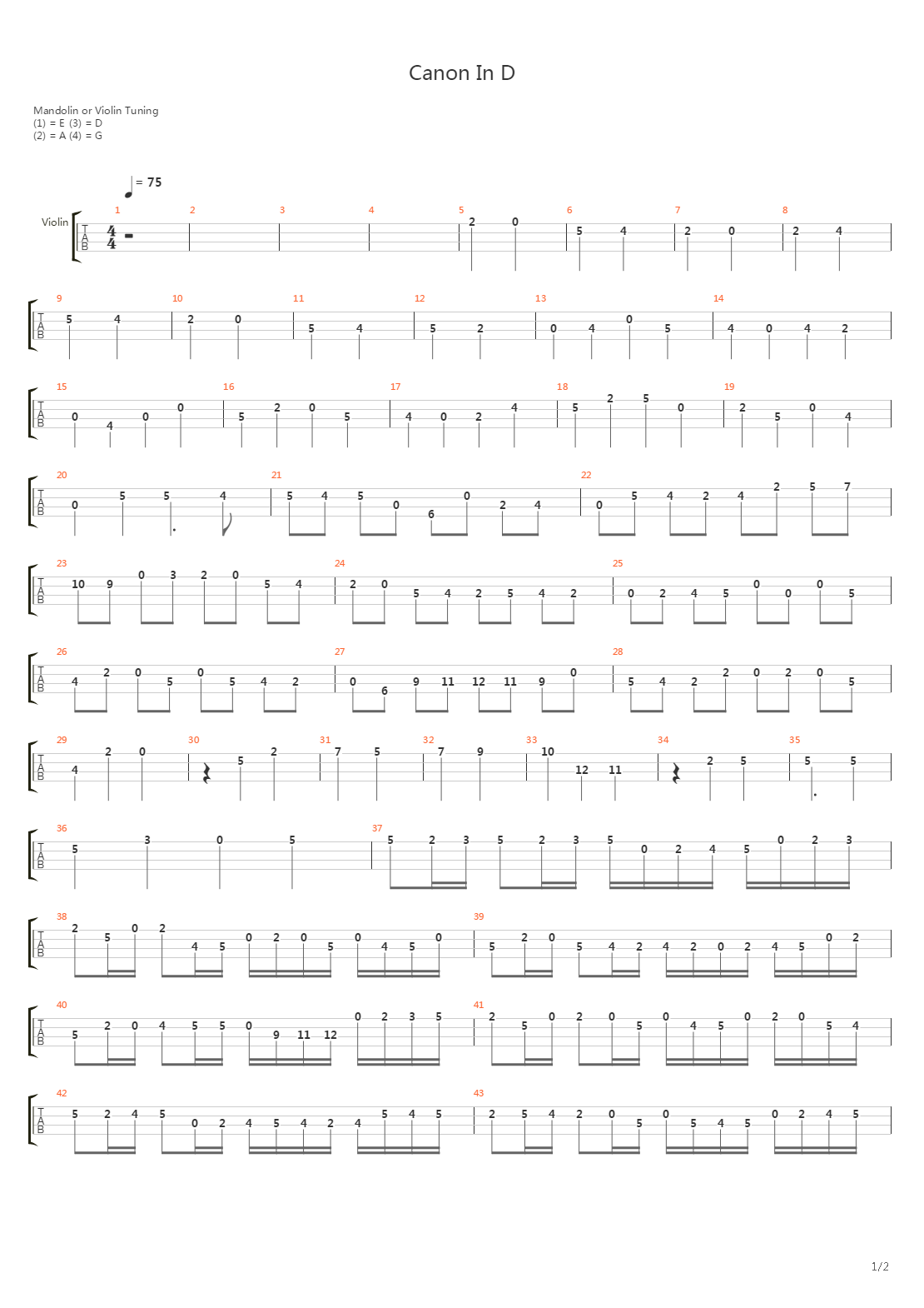 Canon In D吉他谱