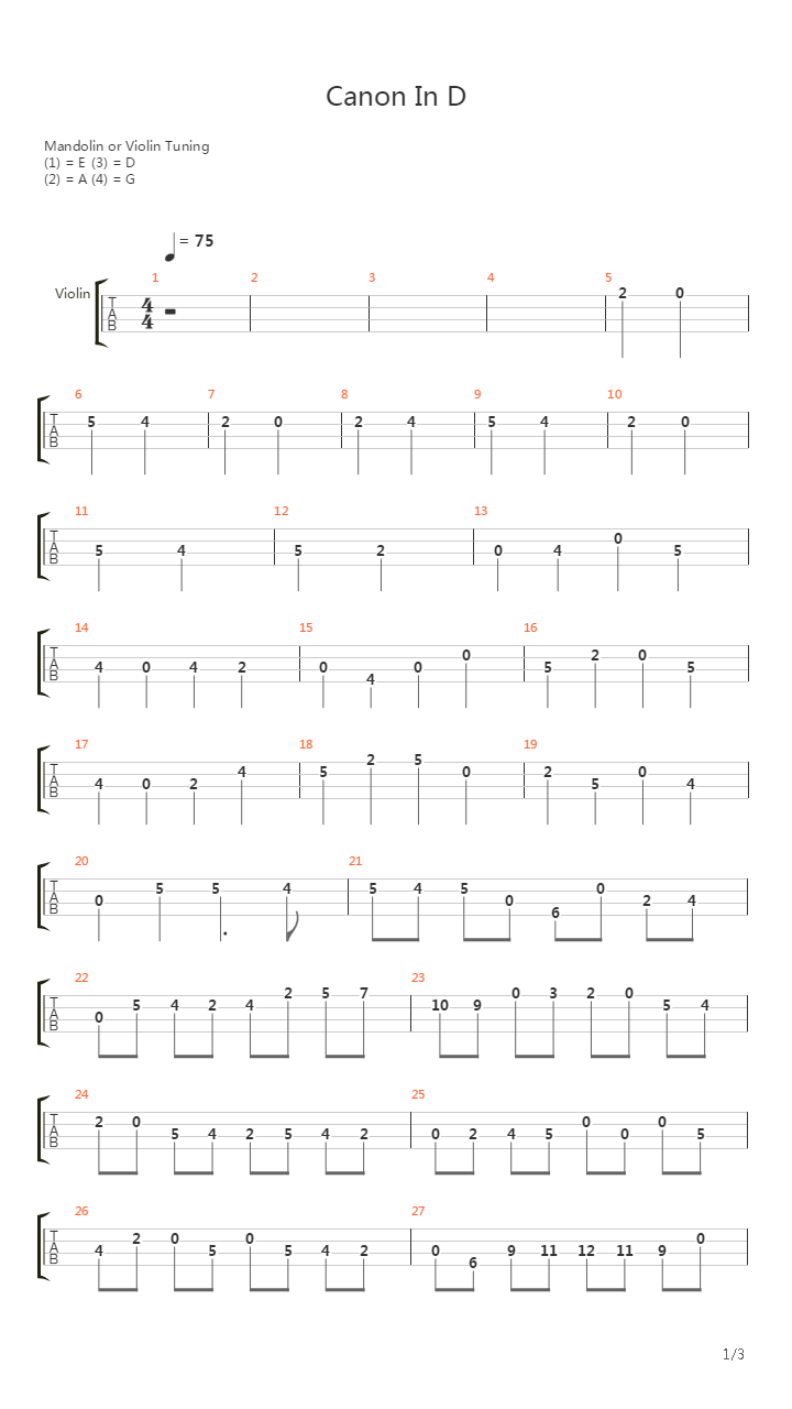 Canon In D吉他谱