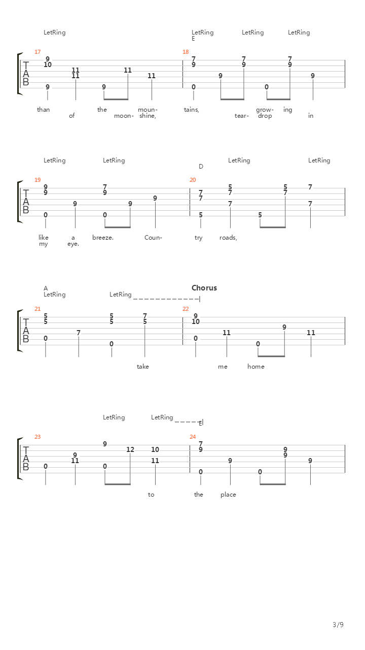 Take Me Home Country Roads吉他谱