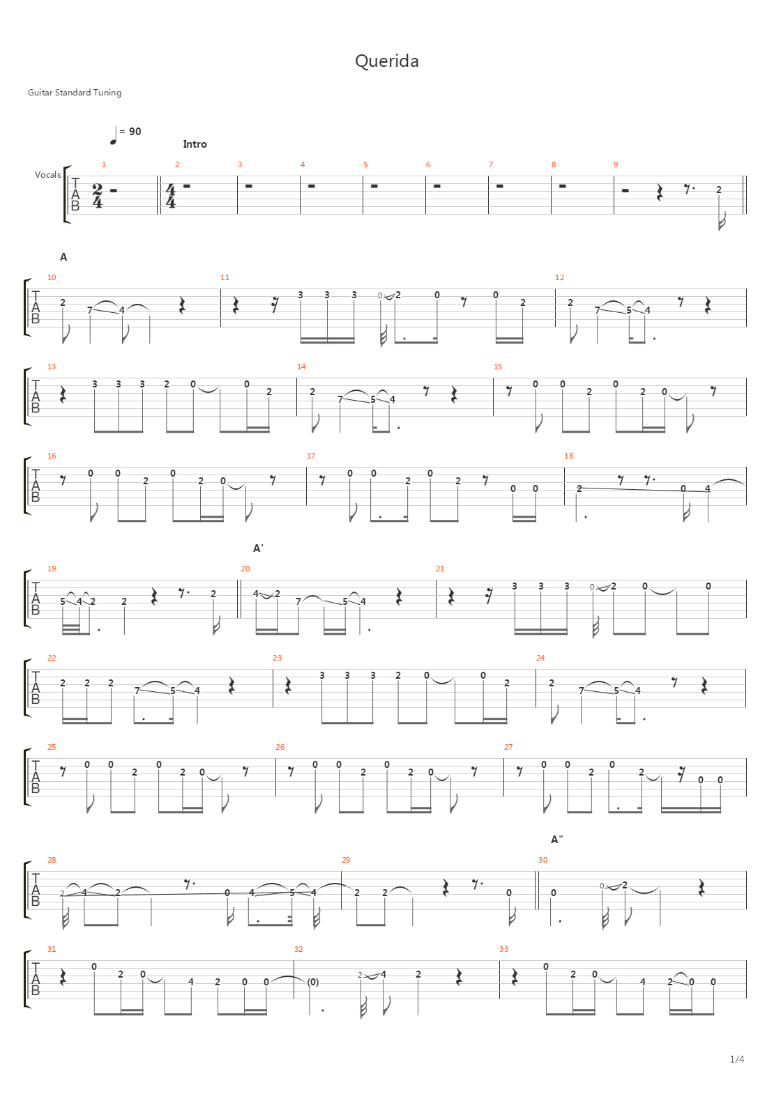 Querida吉他谱