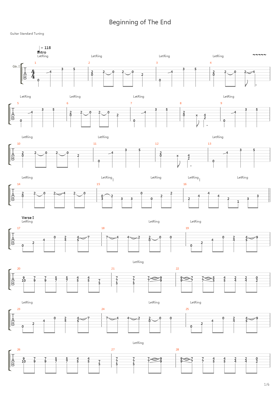 Beginning Of The End吉他谱