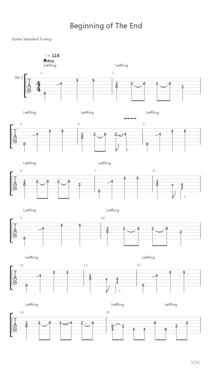 Beginning Of The End吉他谱