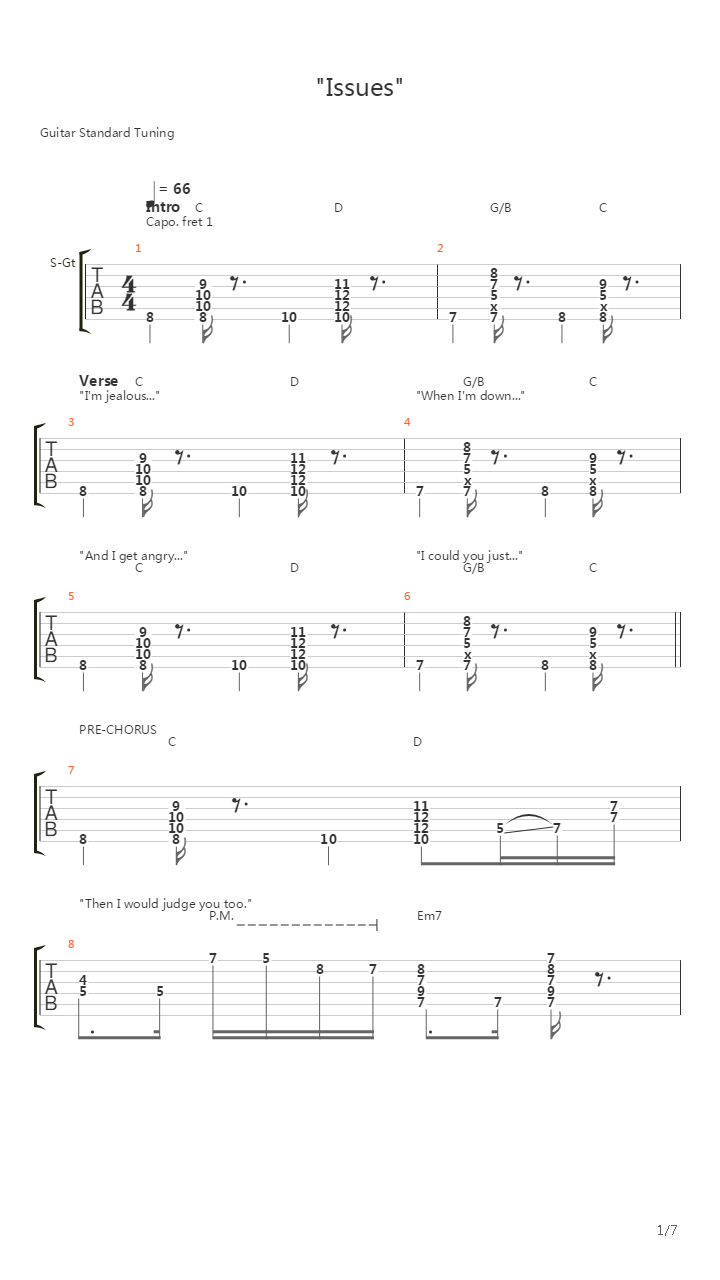 Issues吉他谱
