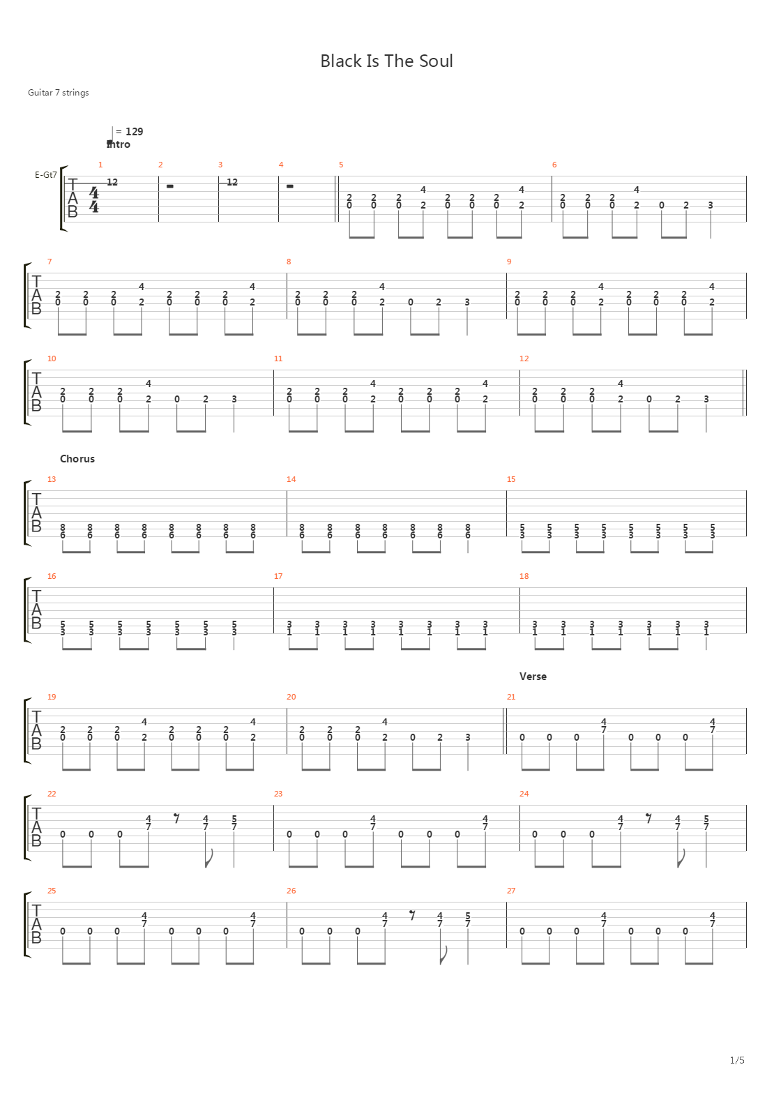 Black Is The Soul吉他谱