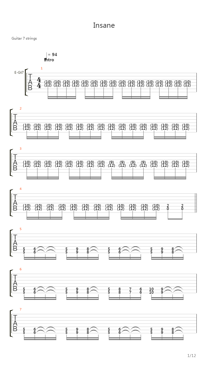 Insane吉他谱