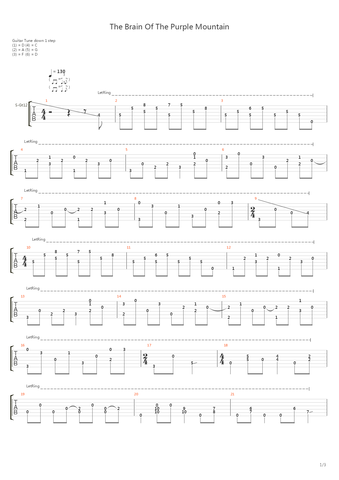 The Brain Of The Purple Mountain吉他谱