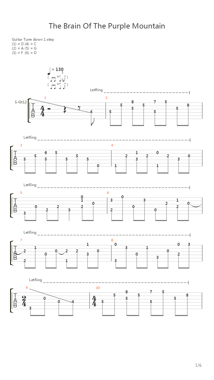 The Brain Of The Purple Mountain吉他谱
