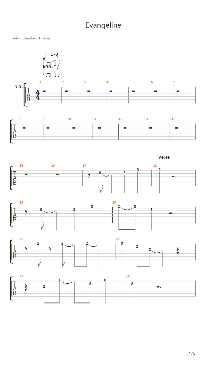 Evangeline吉他谱