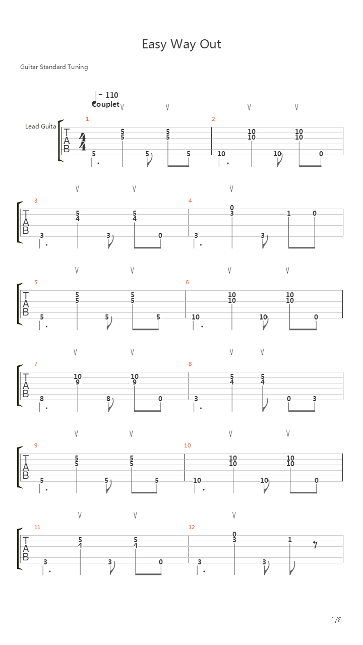 Easy Way Out吉他谱