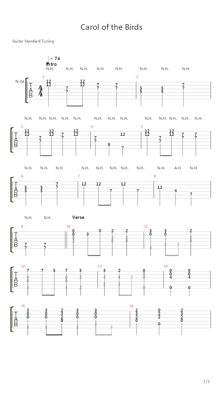 Carol Of The Birds吉他谱