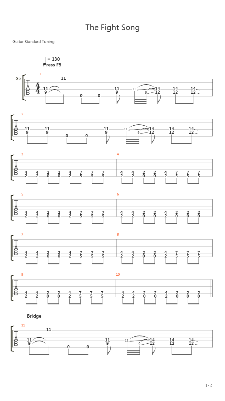 The Fight Song吉他谱