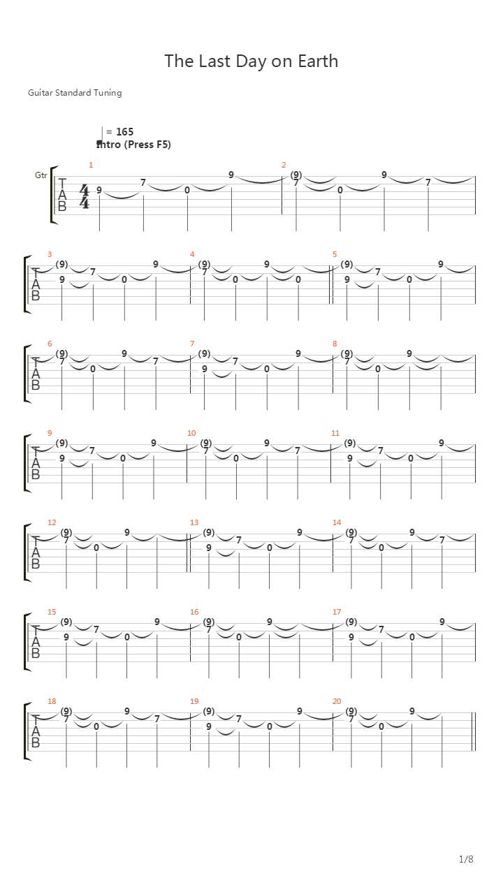 The Last Day On Earth吉他谱