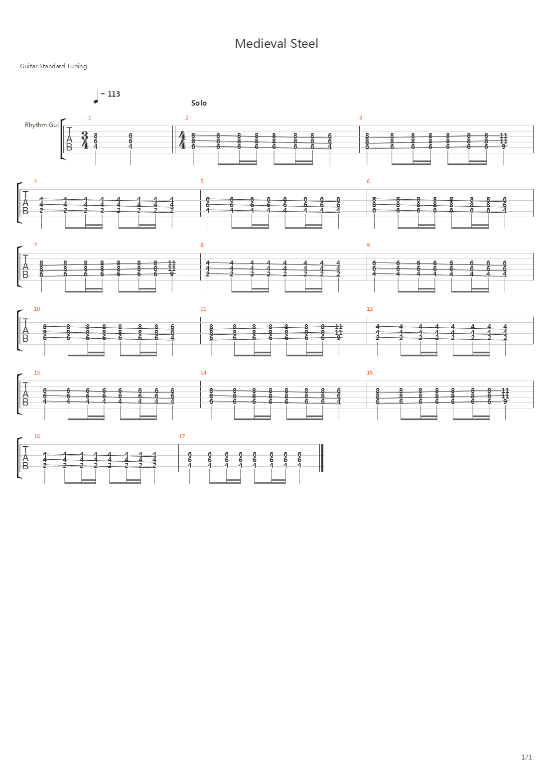 Medieval Steel吉他谱