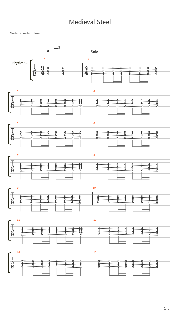 Medieval Steel吉他谱