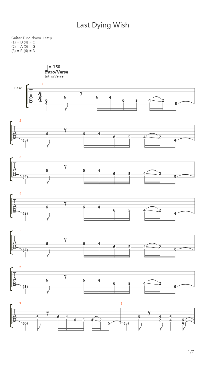 Last Dying Wish吉他谱