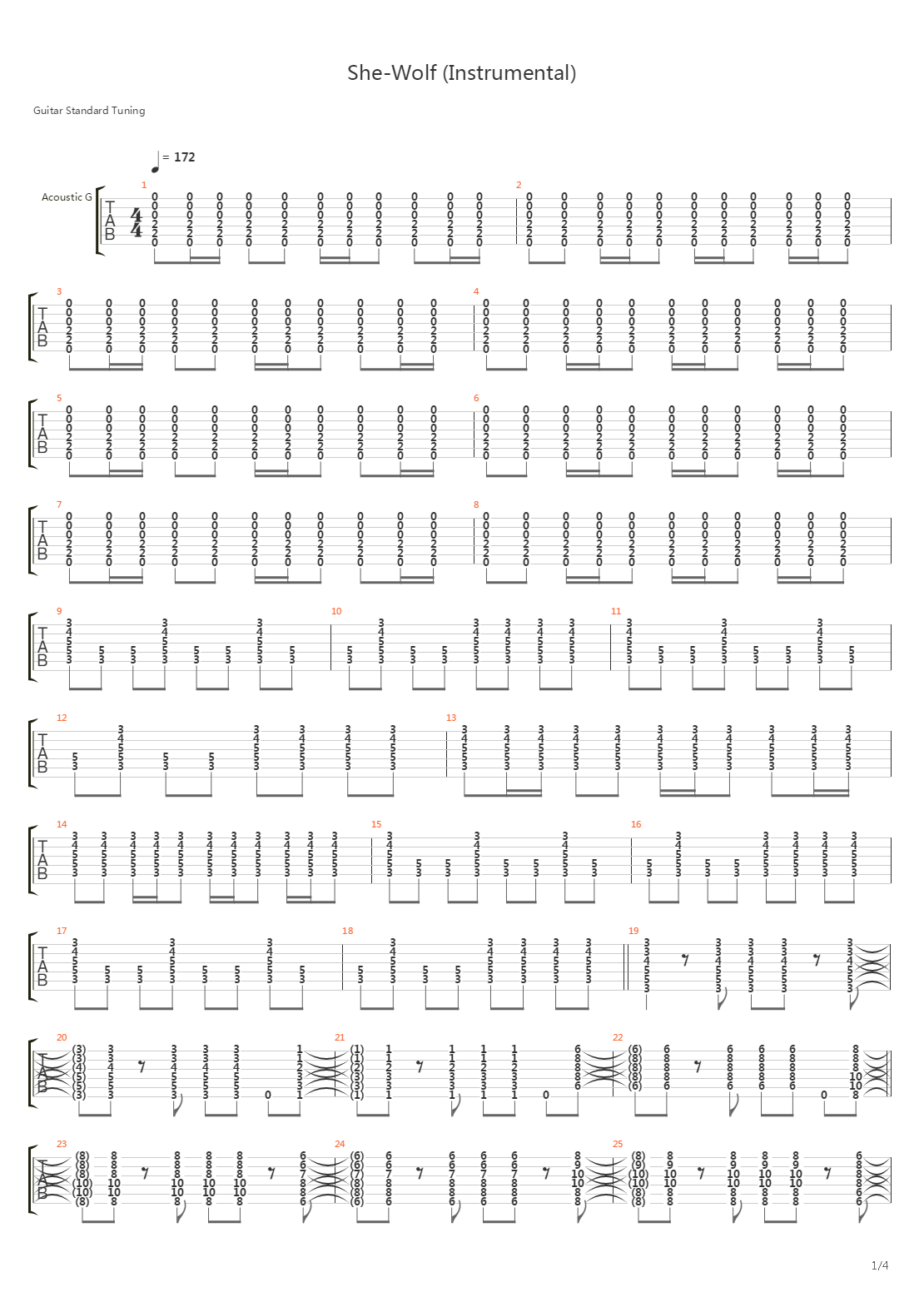 She Wolf吉他谱