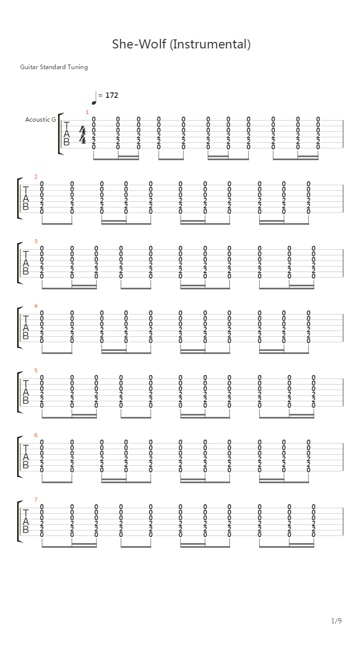 She Wolf吉他谱