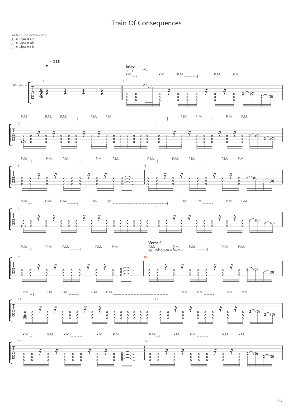 Train Of Consequences吉他谱