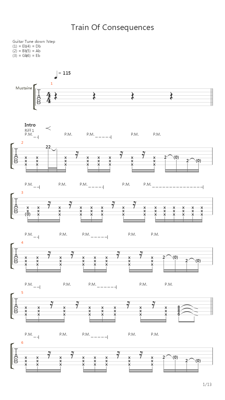 Train Of Consequences吉他谱