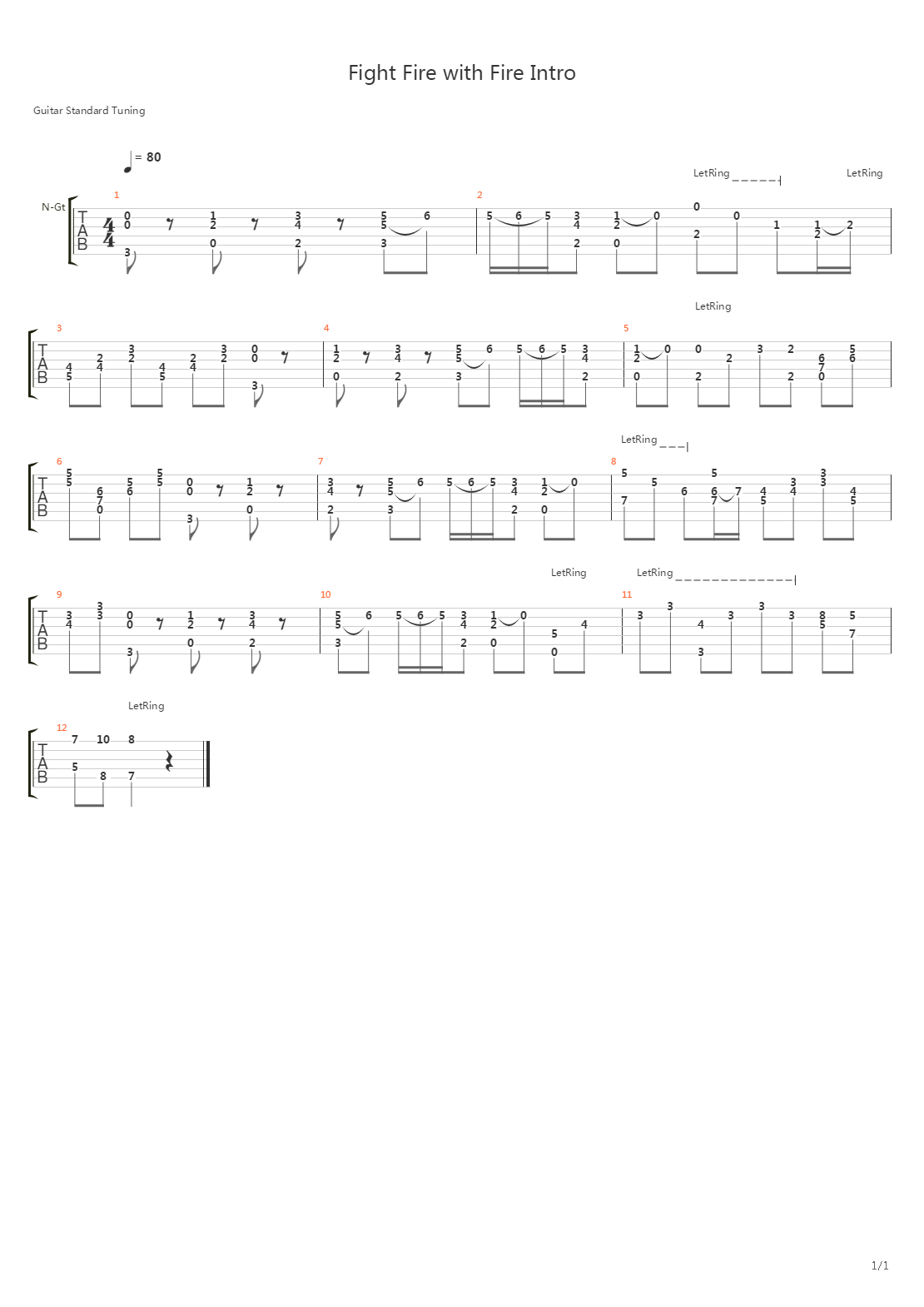 Fight Fire With Fire吉他谱