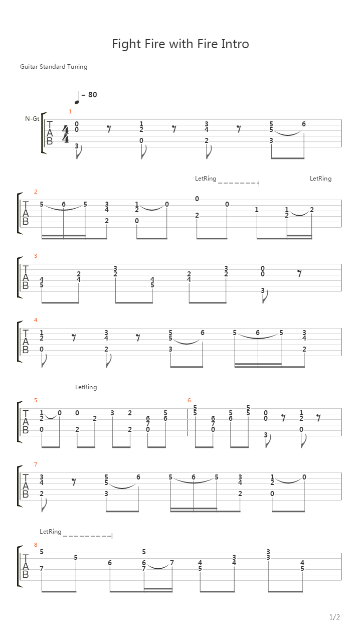 Fight Fire With Fire吉他谱