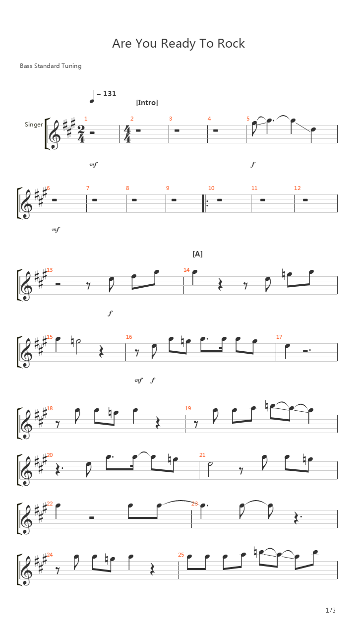 Are You Ready To Rock吉他谱