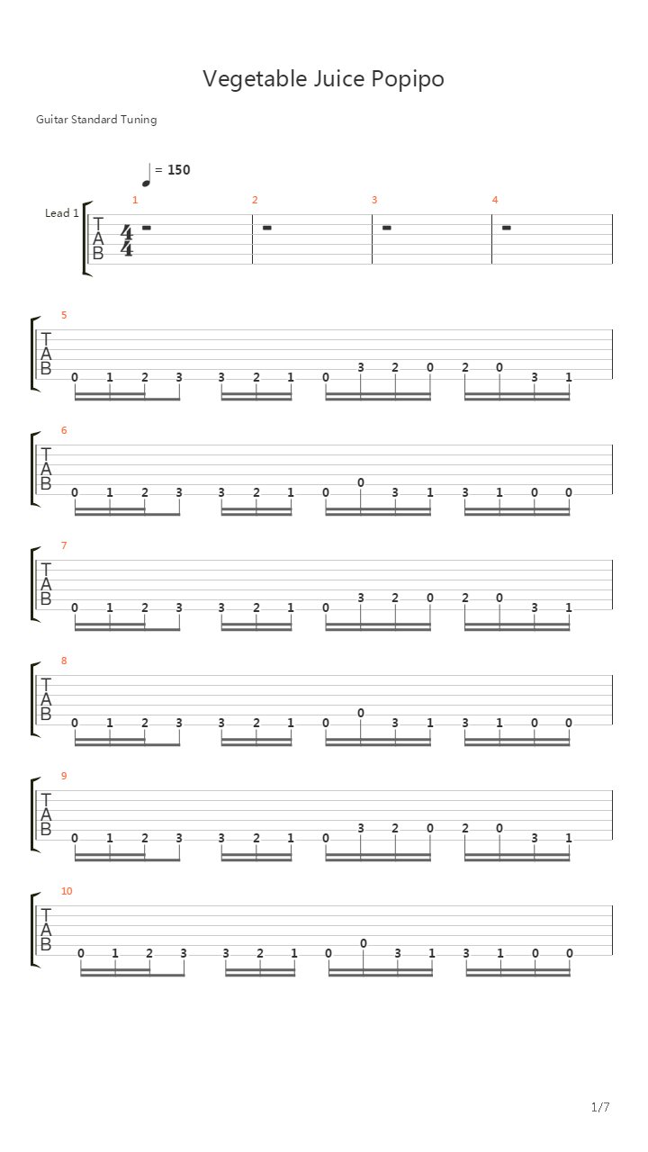 Vegetable Juice Popipo吉他谱