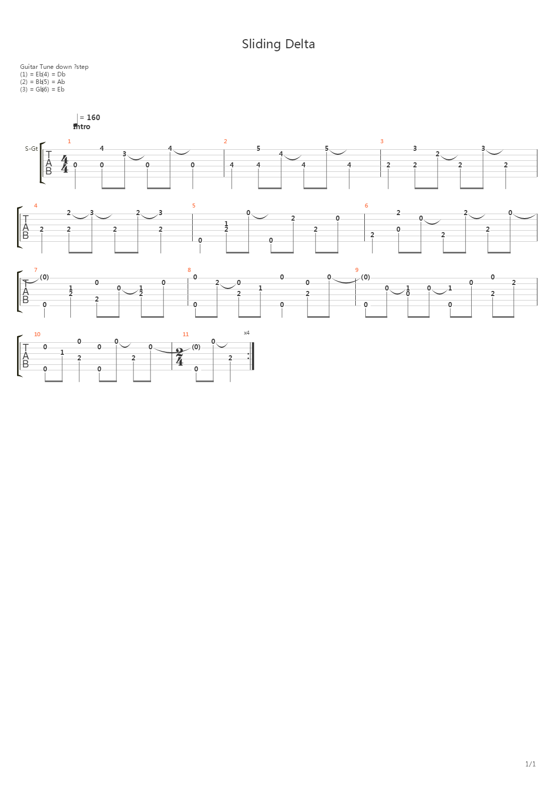 Sliding Delta吉他谱