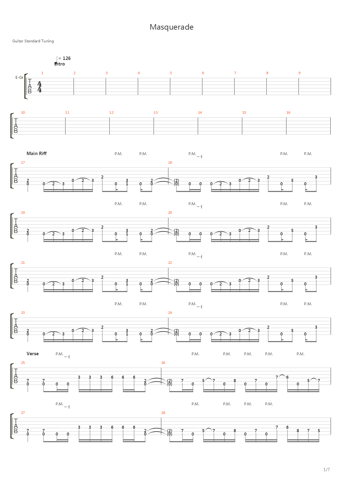 Masquerade吉他谱