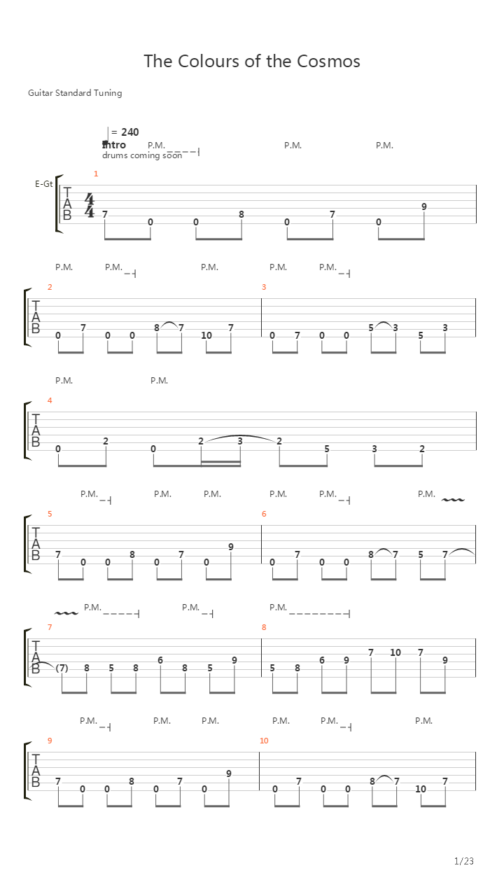 The Colours Of The Cosmos吉他谱