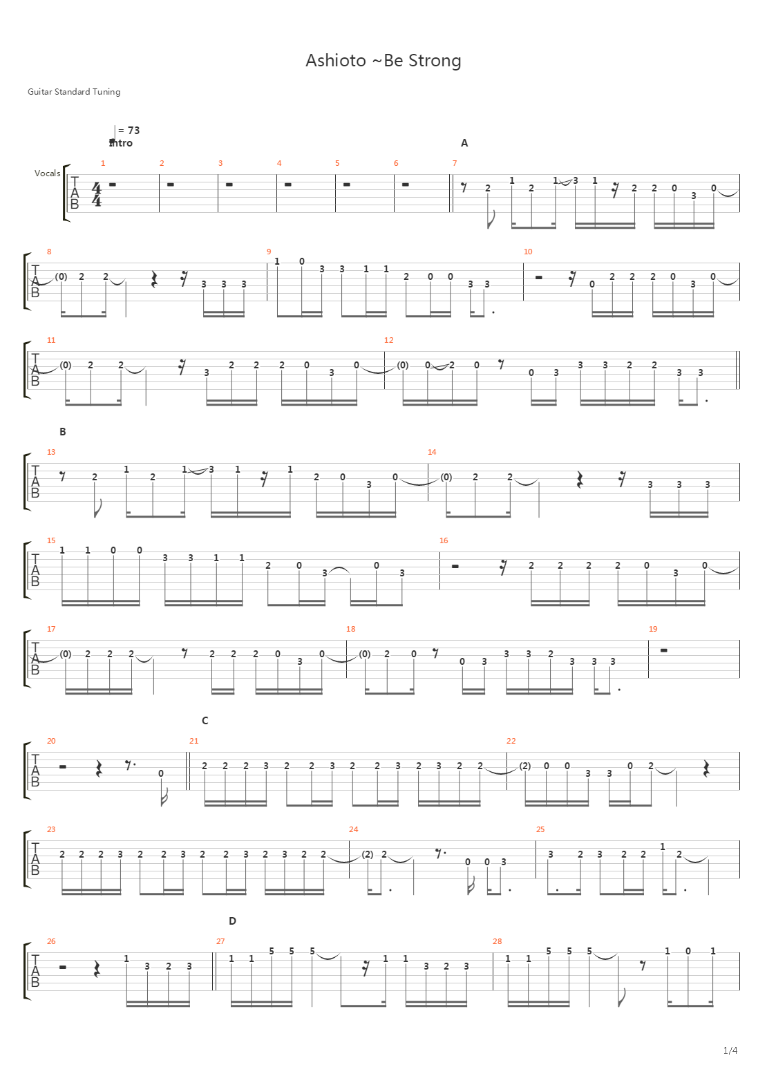 Ashioto Be Strong吉他谱