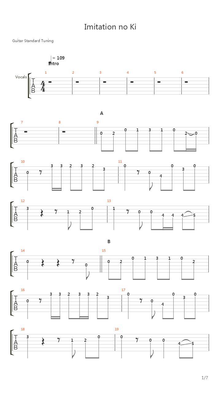 Imitation No Ki吉他谱