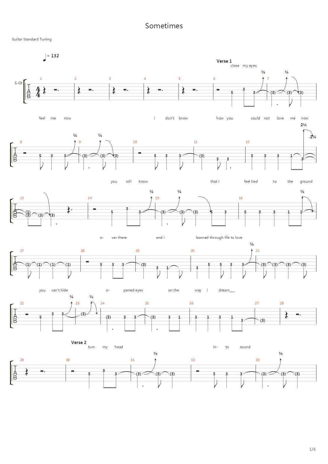 Sometimes吉他谱
