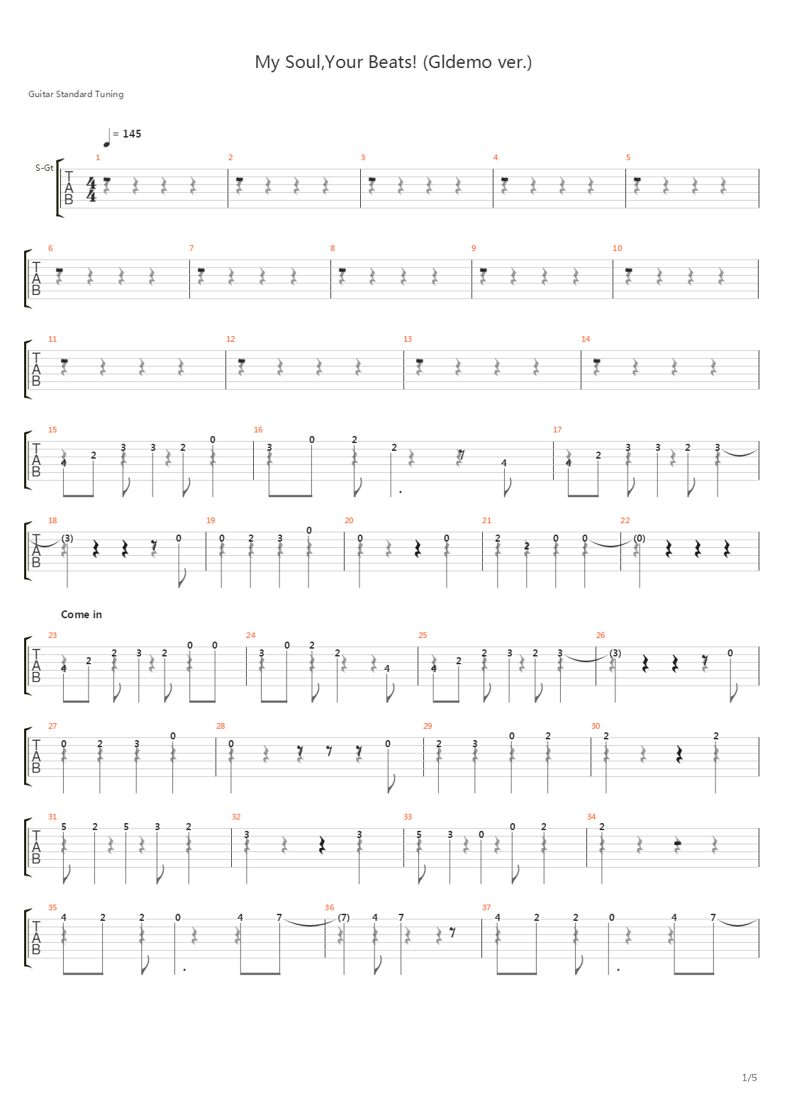 My Soul,Your Beats! (Gldemo ver.)吉他谱