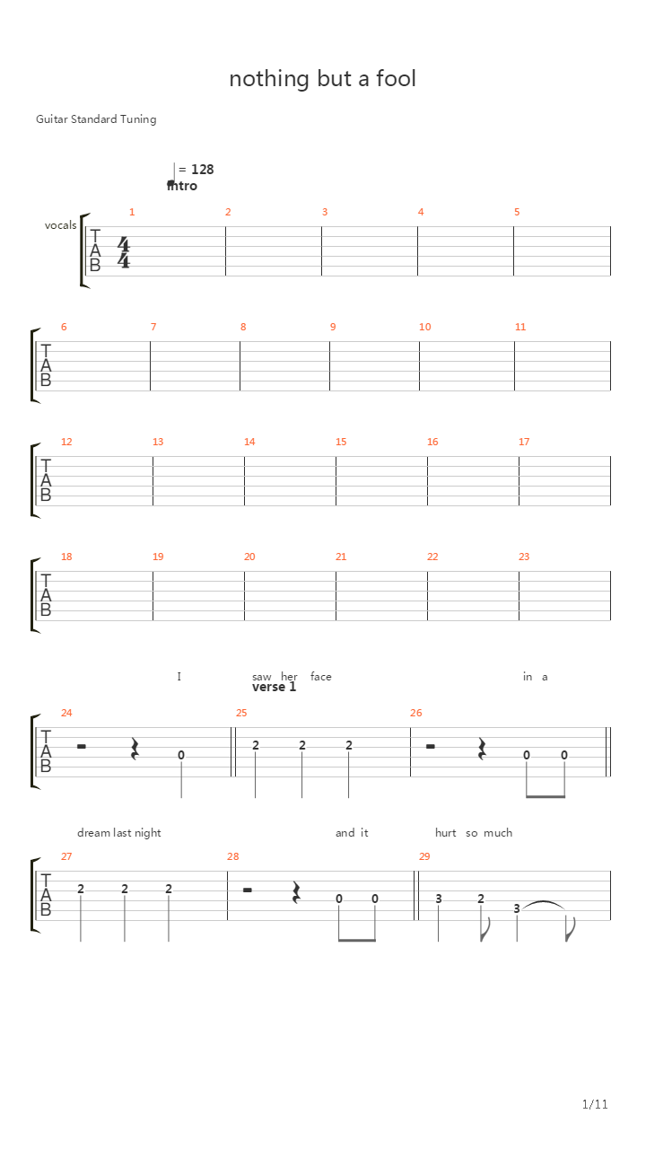 Nothing But A Fool吉他谱
